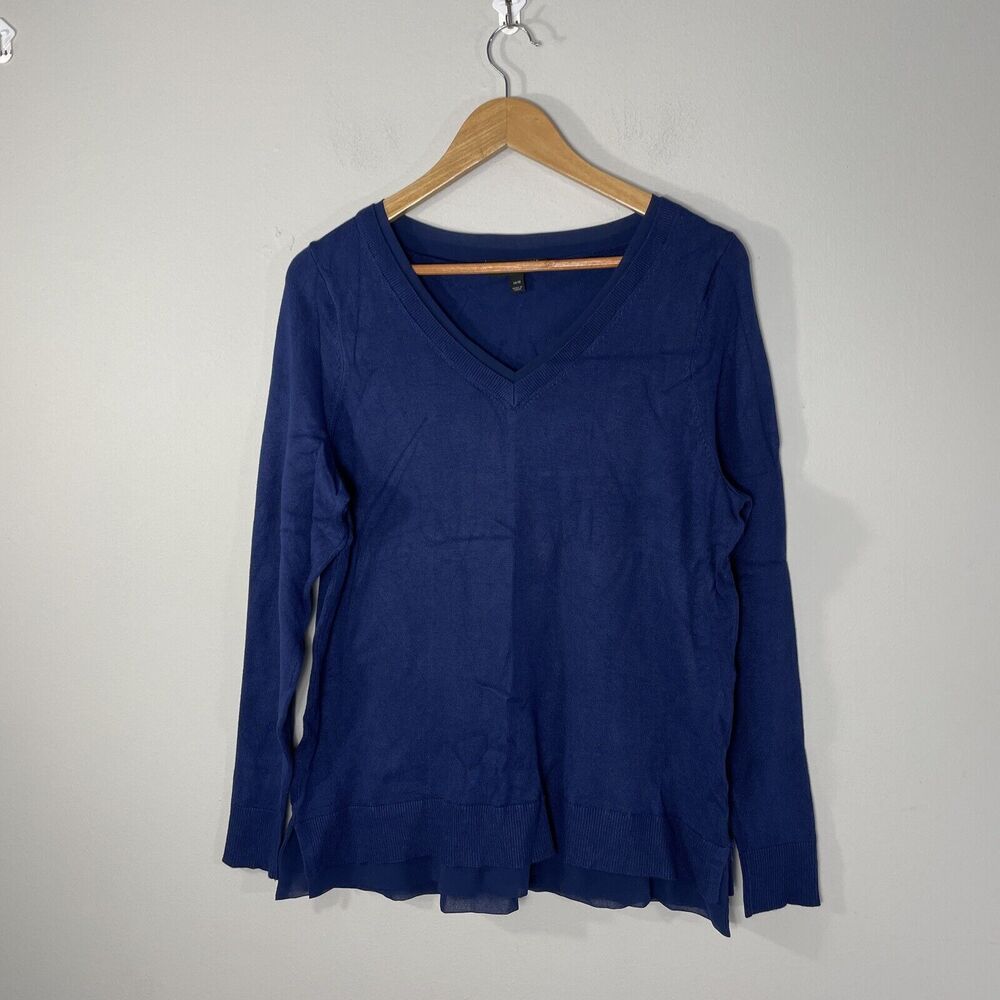Lane Bryant Women’s Long Sleeve V Neck Fitted Knit Top Size 14/16 Blue